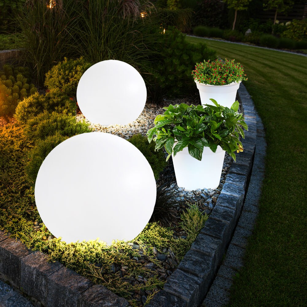 4er Set LED Solarleuchte, Blumentopf, Kugel, weiß