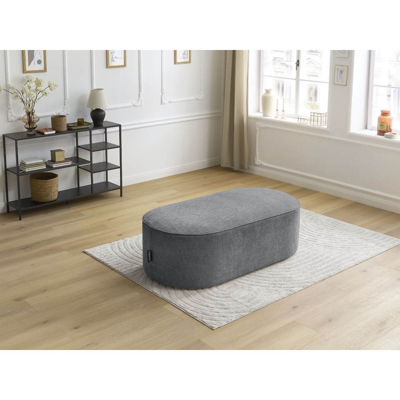 Bobochic Pouf pour canapé modulable Rousseau texturé gris foncé - 140x70x45 cm
