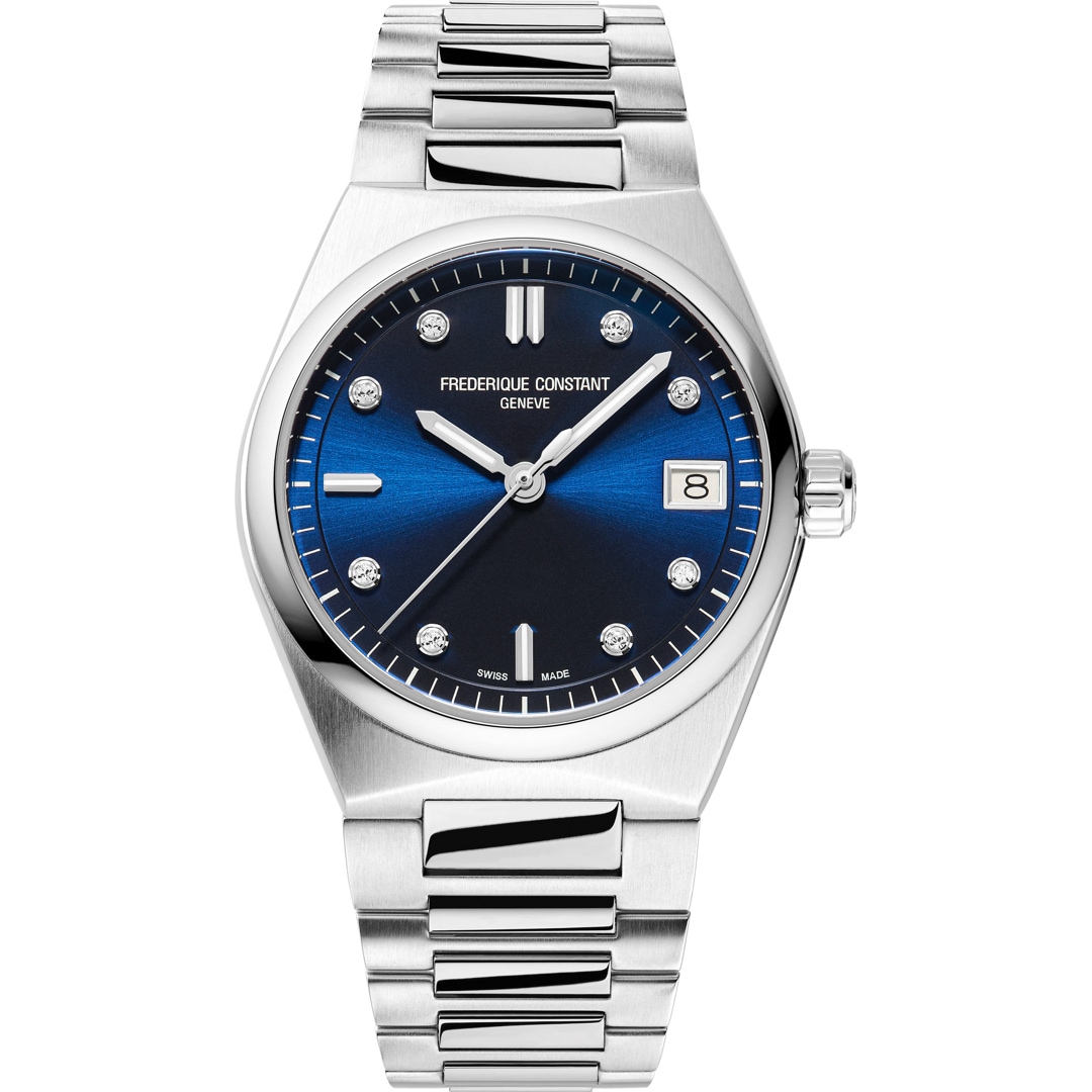 Frederique Constant Highlife Quartz Ladies Diamonds Blau