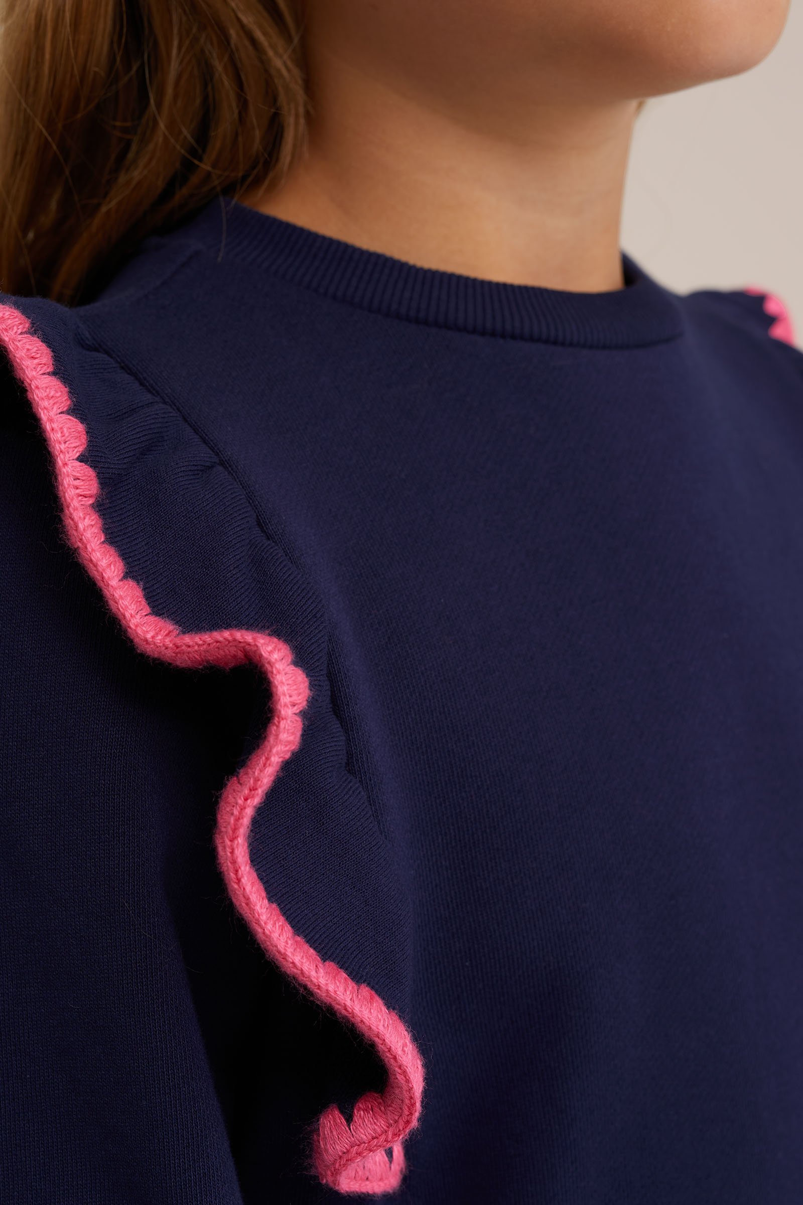 Meisjes sweater met ruches WE Fashion Donkerblauw