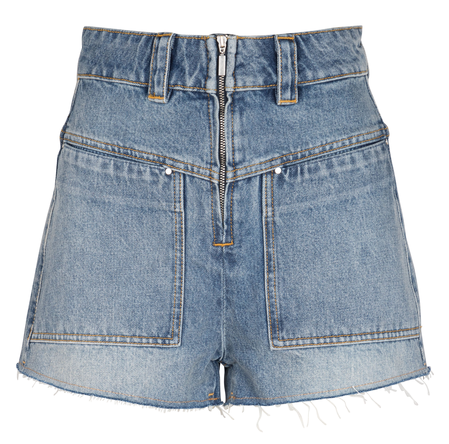 DAVID - Short en jean taille haute en coton | Bleu