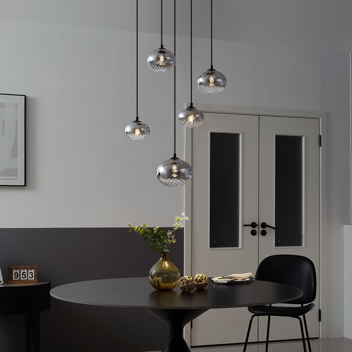 Moderne hanglamp zwart met smoke glas - Jia