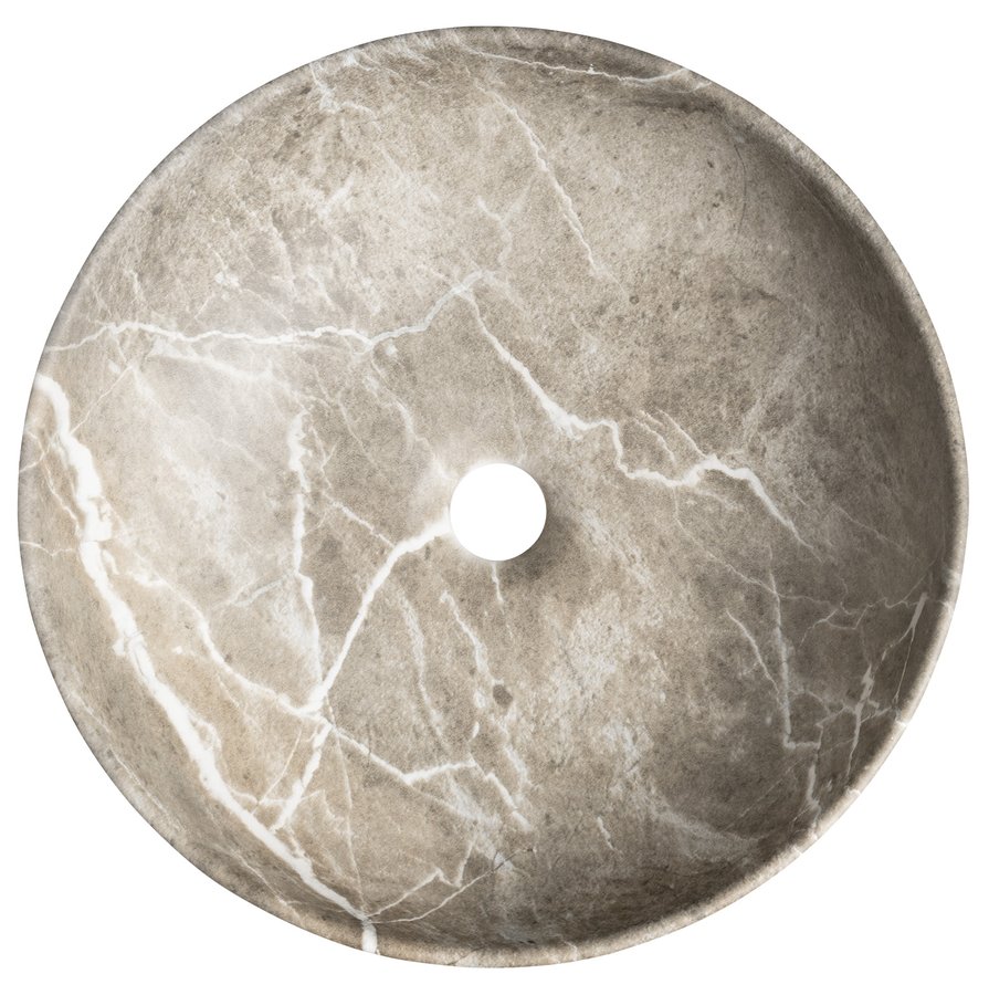 Sapho Rondane keramische waskom 41x41cm bruin marmer
