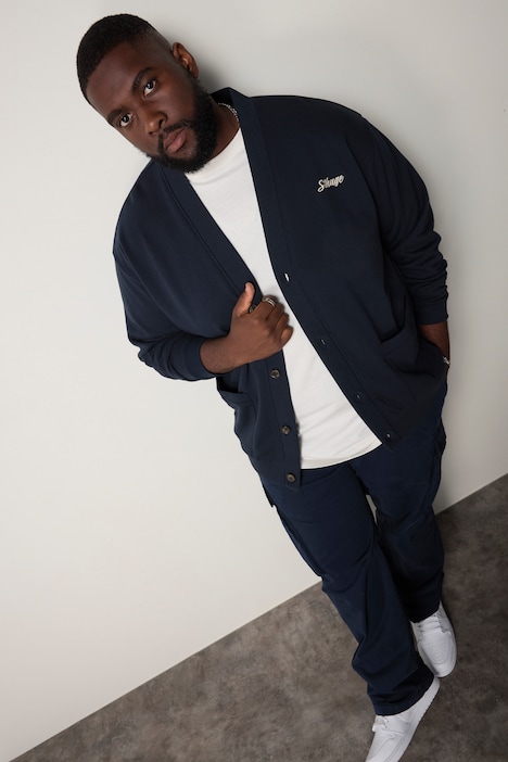 STHUGE Sweatjacke, V-Ausschnitt, Brust-Stickerei, bis 8 XL