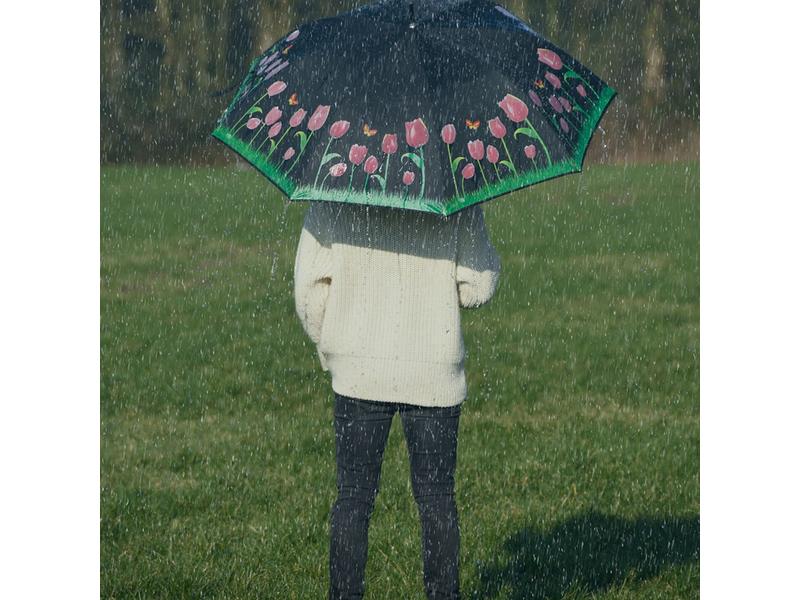 Esschert Design Schirm Tulpen Mehrfarbig Regenschirm mit Farbwechsel