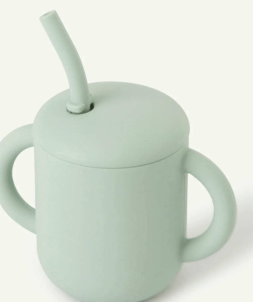 MUSHIETASSE D'APPRENTISSAGE EN SILICONE AVEC PAILLE VERTE