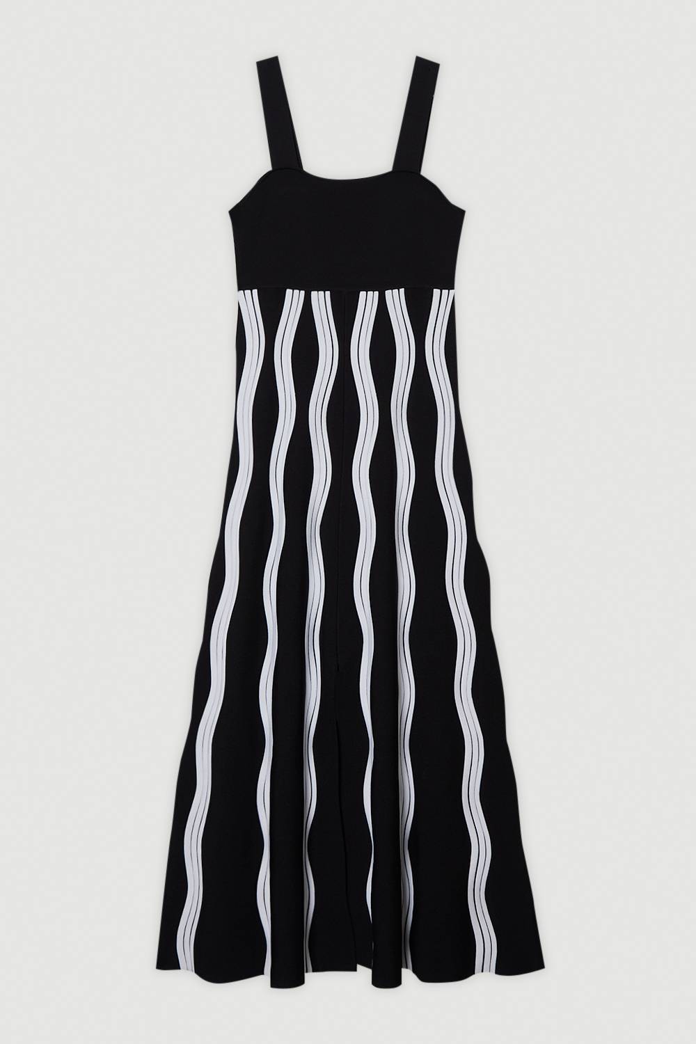 KarenMillen Robe tricotée à bretelles A-line à mailles en vagues contrastées