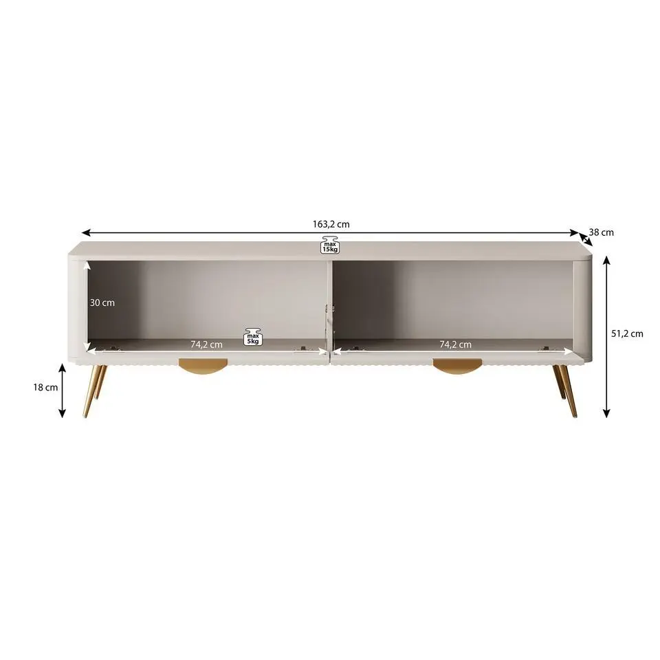 Meubella - TV-Meubel Lima - Zwart - 163 cm