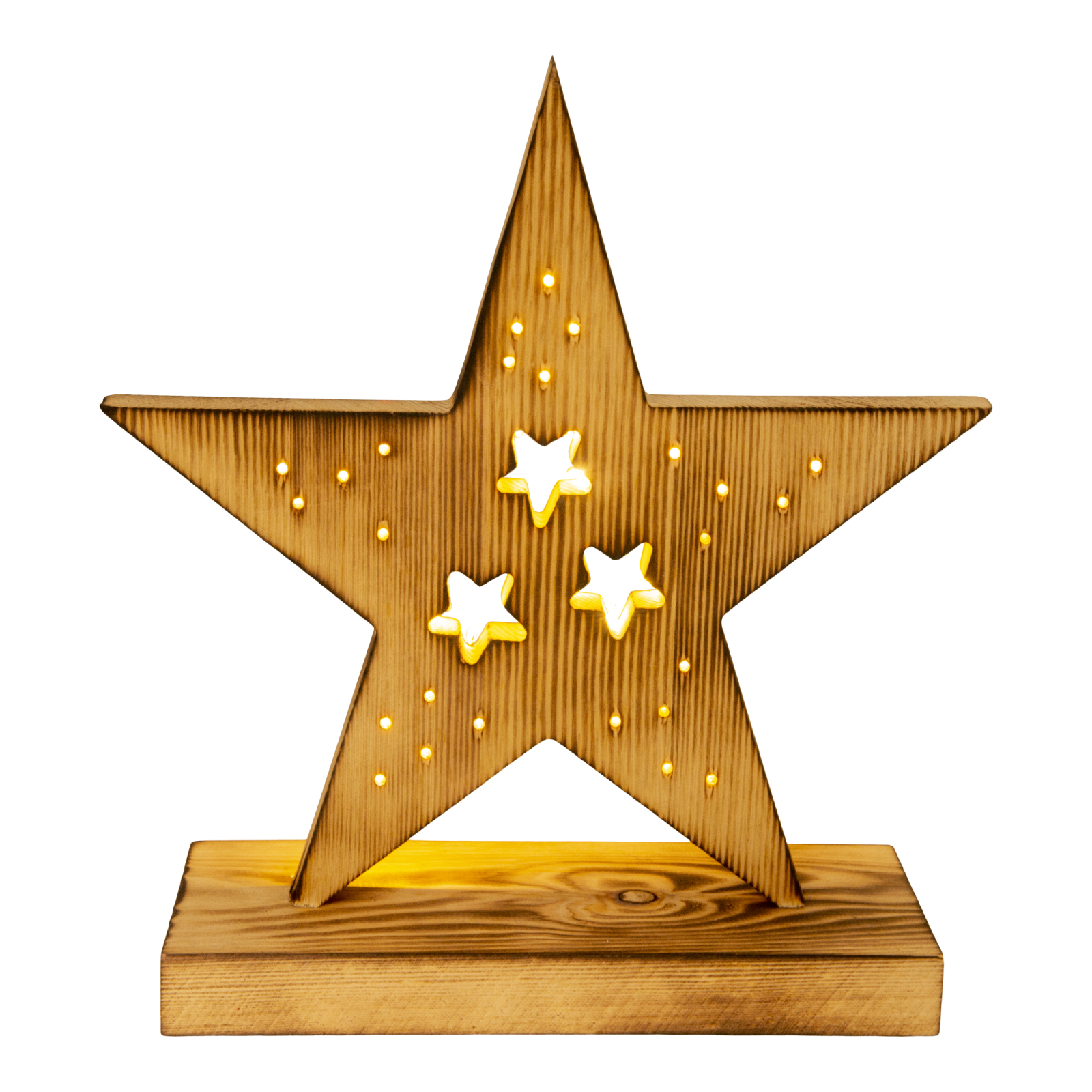LED-Holzstern - natur - 29 cm hoch