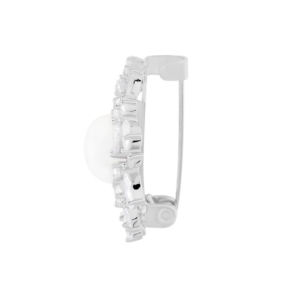 Broche Kaki Argent Blanc Perle De Culture