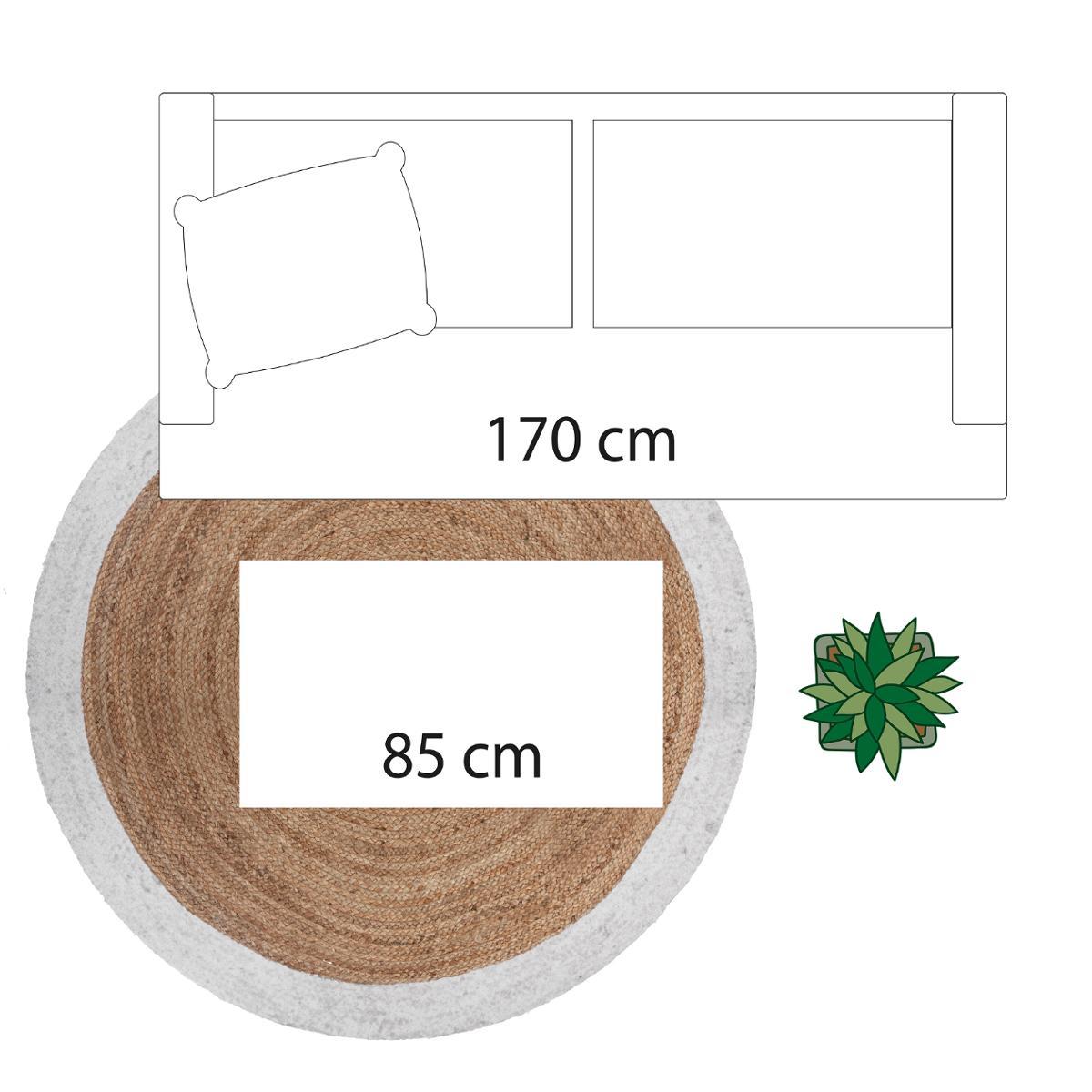 TAPIS JUTE BORD BLANC D.120CM