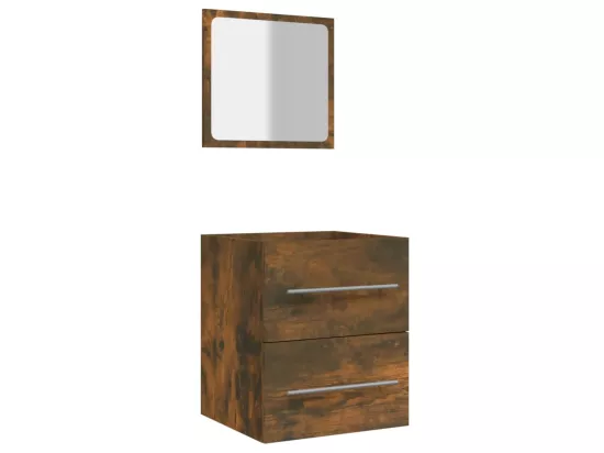 Armoire de salle de bain avec miroir Chêne fumé 41x38,5x48 cm