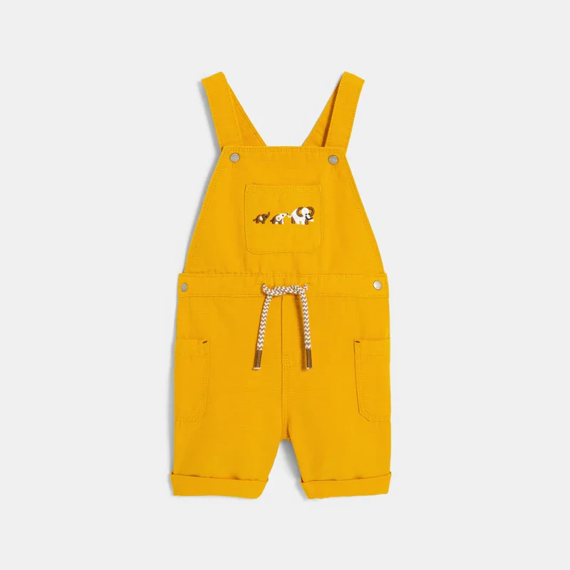 Salopette courte et t-shirt jaune bébé garçon Jaune