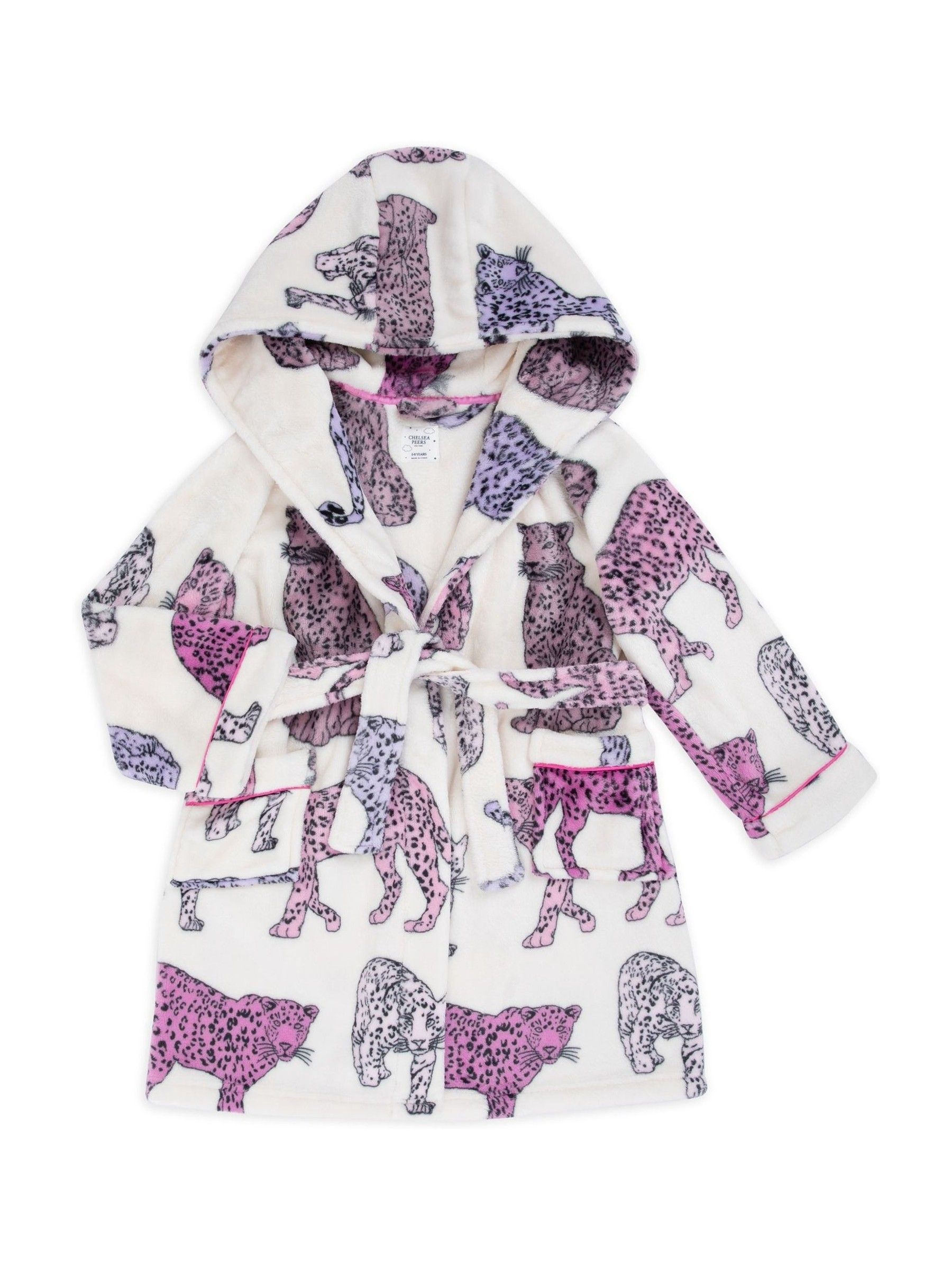 Chelsea Peers Kids Fleece Leopard Print Dressing Gown