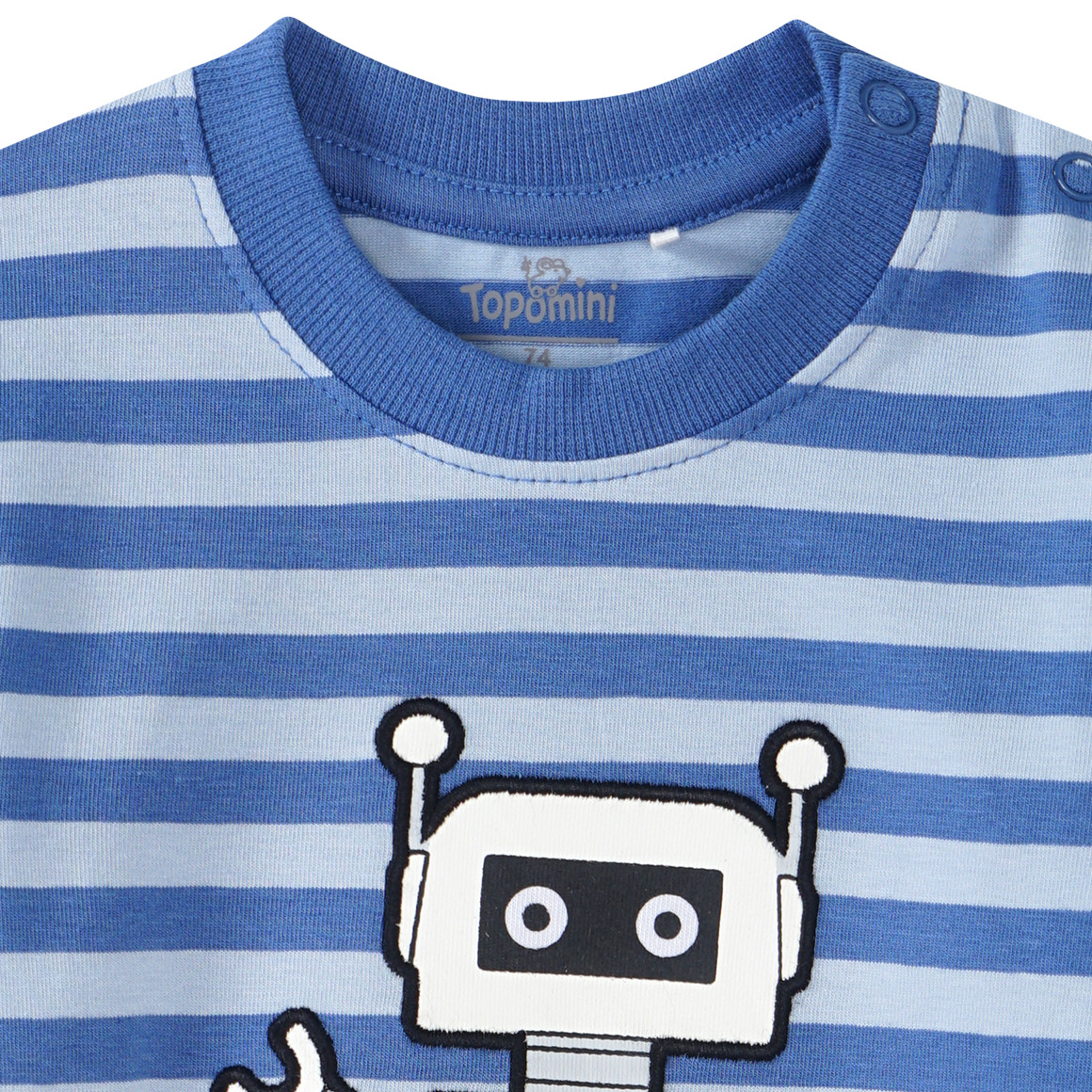 Topomini Baby Langarmshirt mit Blockstreifen blau / hellblau