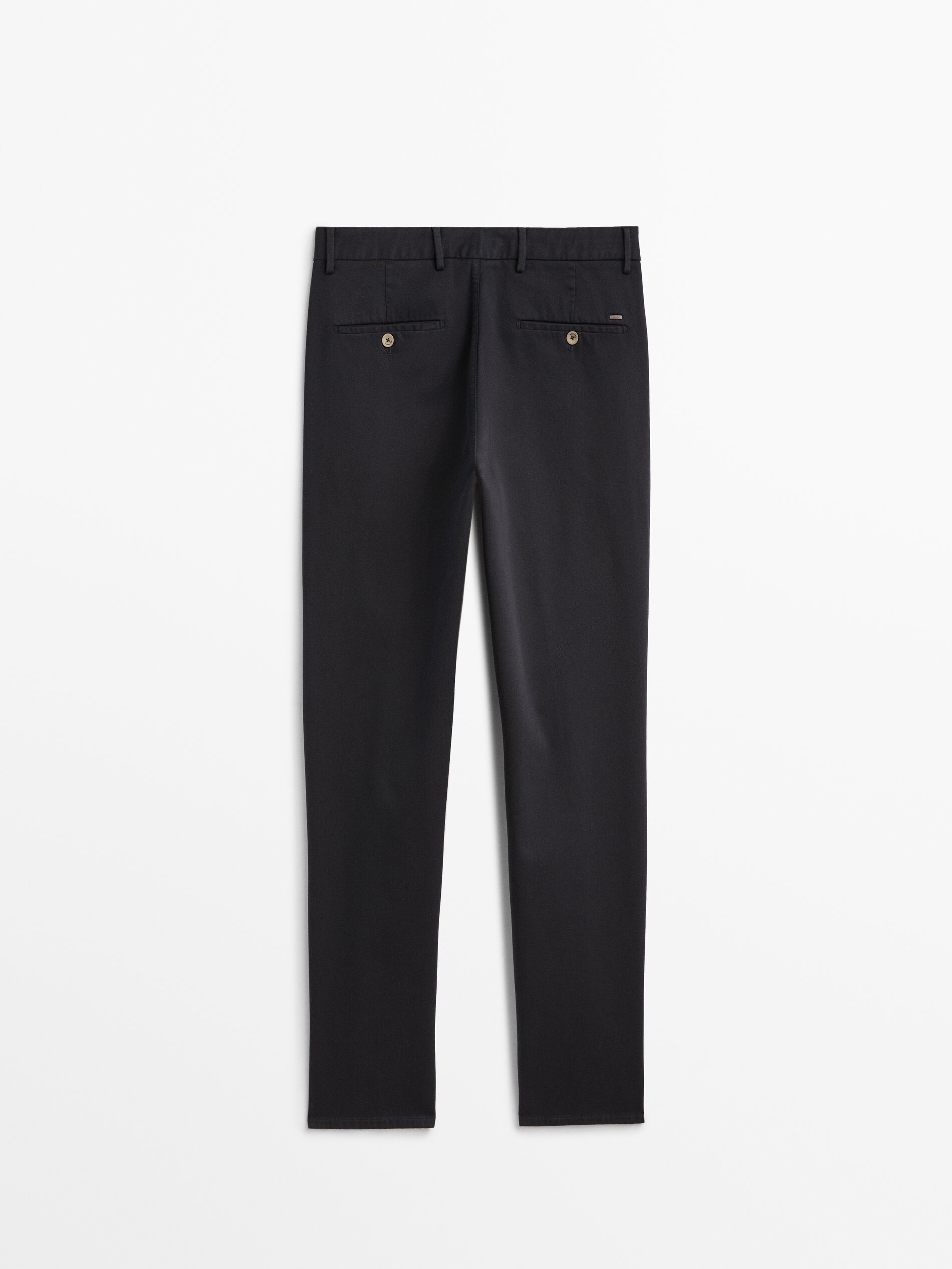 Calça chino micro estructura tapered fit - AZUL MARINO