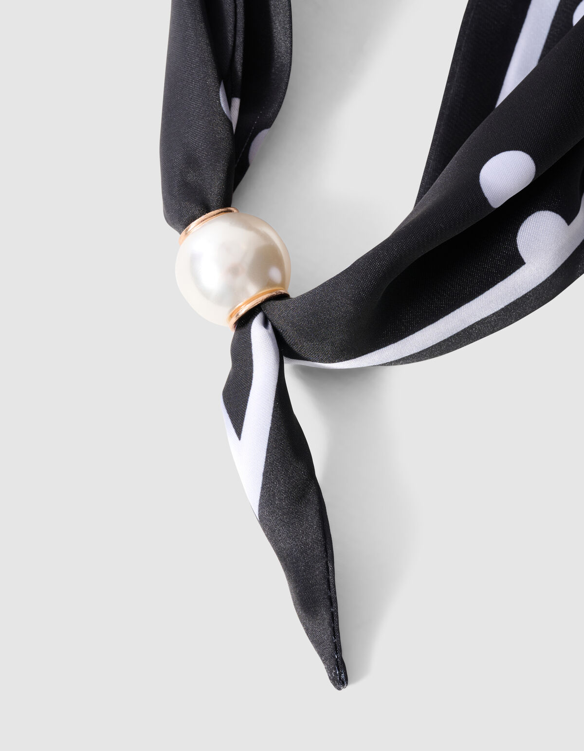 Pearl Dotted Sjaal Ketting Zwart/Wit