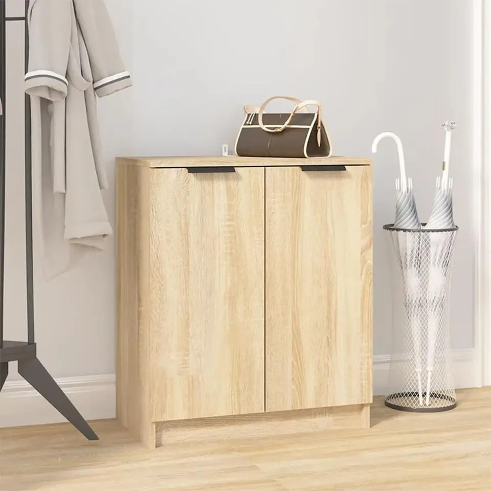 vidaXL - Schoenenkast met 2 deuren - Sonoma eiken - Bewerkt hout - 59x35x70 cm