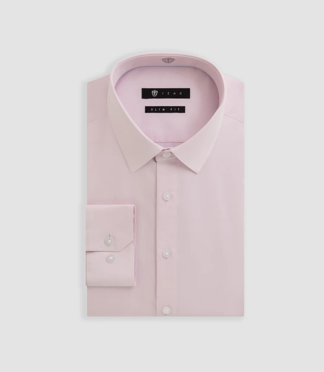 Chemise satin slim rose 