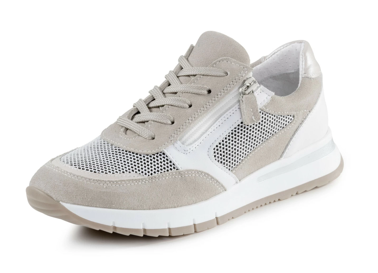 ELENA EDEN Sneaker aus Nappa-, Veloursleder und Textil in Netzoptik