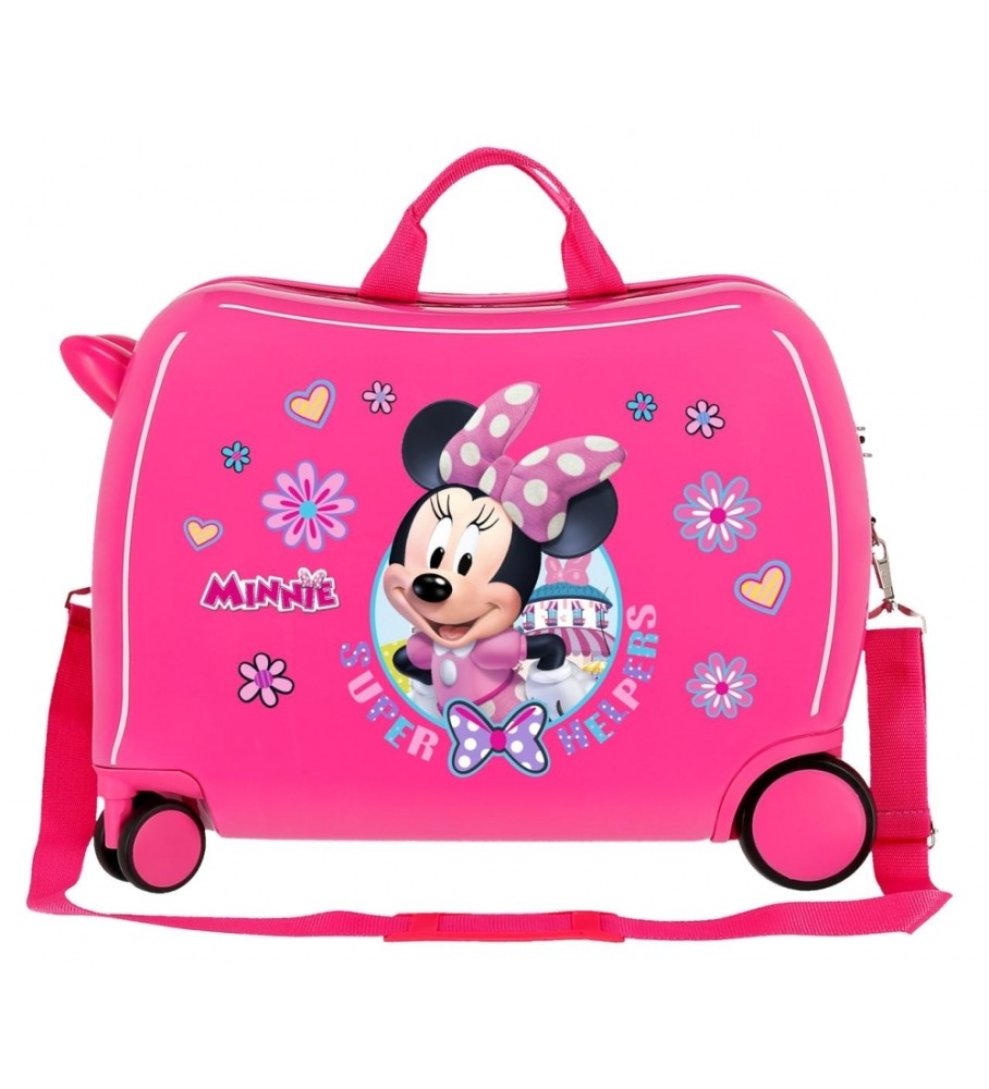 Mala infantil Disney Minnie Super Helpers com 4 rodas, rosa.