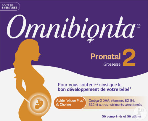 Omnibionta Pronatal 2 Acide Folique Grossesse 8 Semaines 56 Comprimés + 56 Gélules
