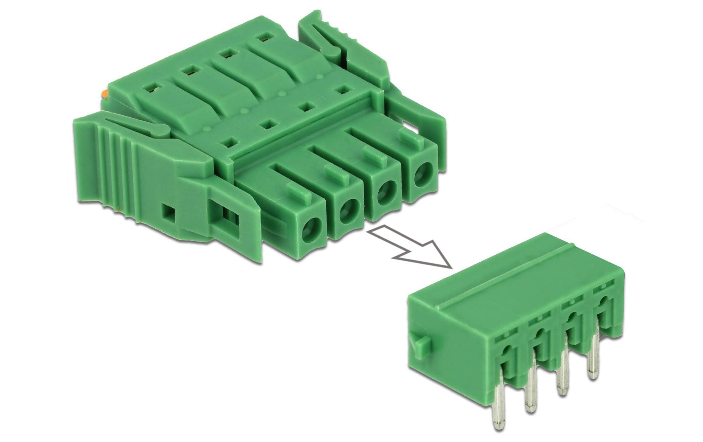 4Pin, 3.81 mm Rastermass horizontalDelock Terminalblock Set für Platine 4 Pin 3.81 mm Rastermass horizontal