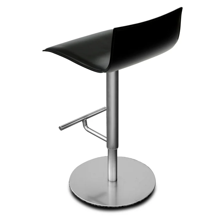 Lapalma - Thin Barhocker S24 (H 52-77 cm), Gestell Edelstahl / Sitzschale Leder schwarz