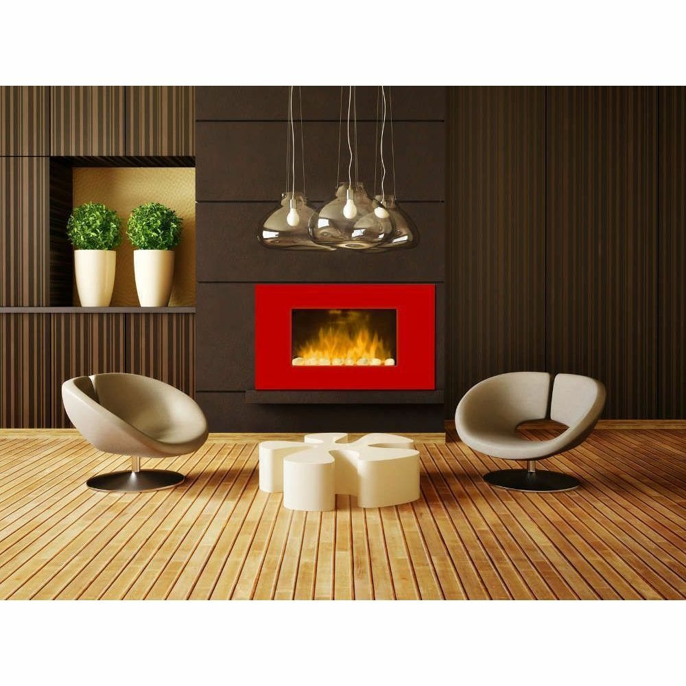 Cheminée design red line en acier et verre trempé rouge
