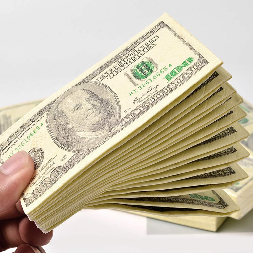 (8er Set) US Dollar Taschentücher Fake Geld Noten Nastücher Money Scheine Servietten - Geldscheine