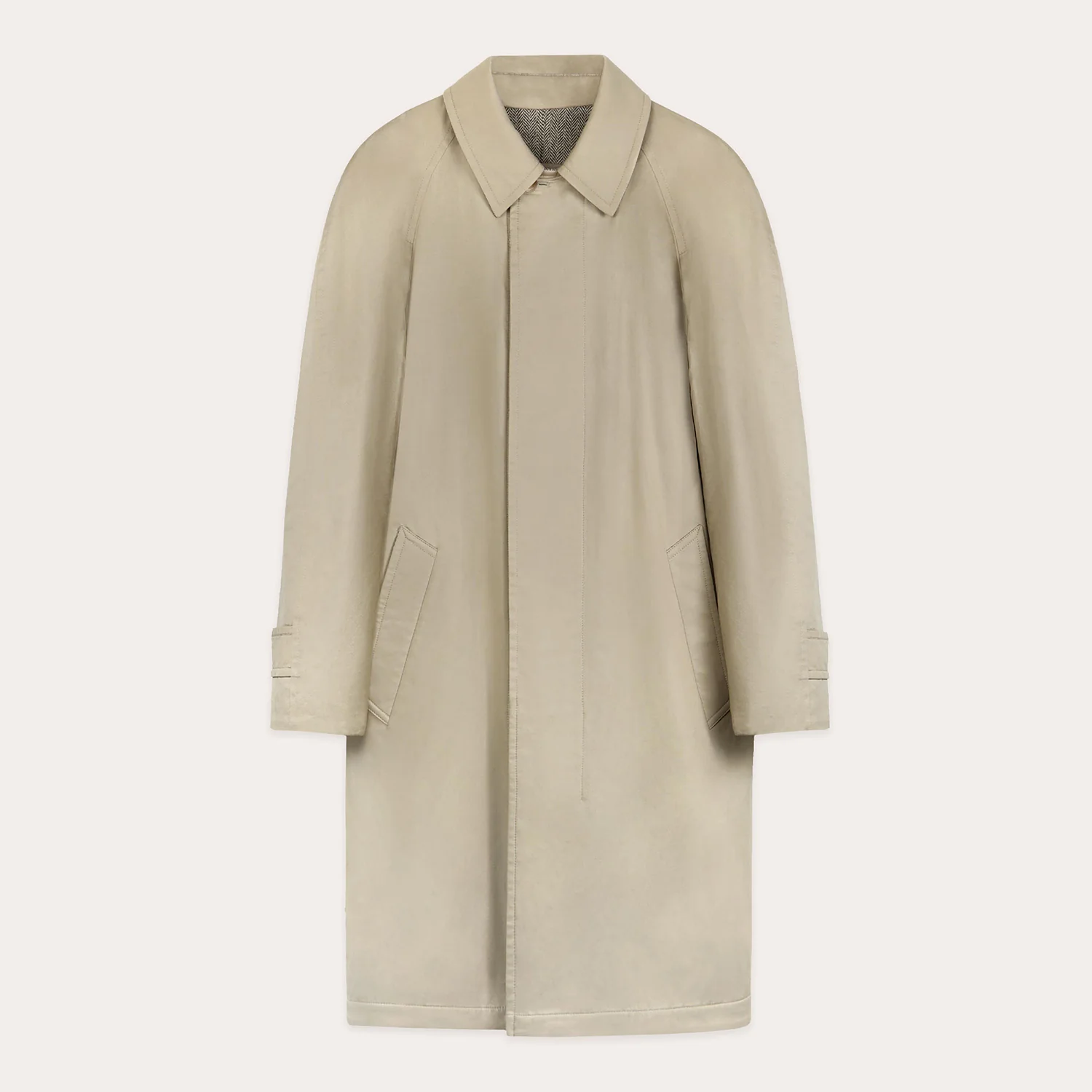 Reversible mac in water-repellent cotton and beige wool