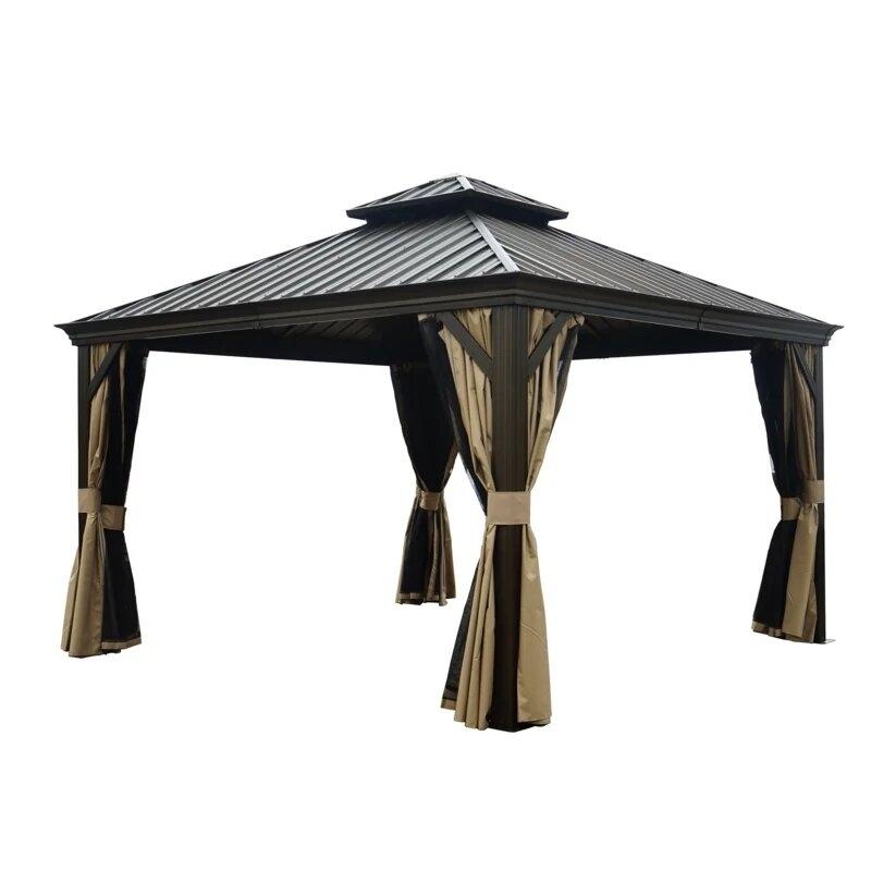Gazebo de alumínio Alexander para pátio, 3,66 m de largura x 3,66 m de profundidade