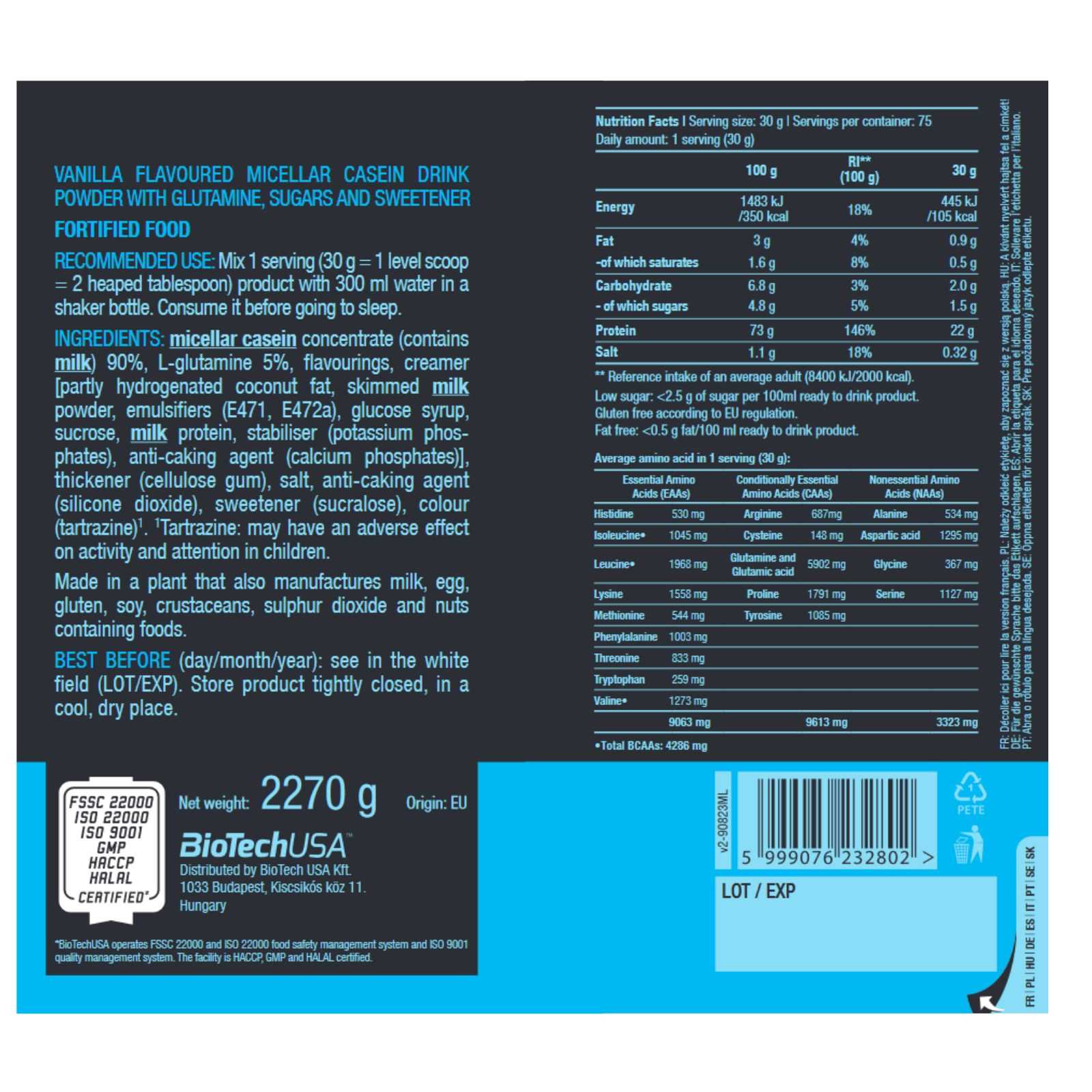 Biotech USA Caseina Micelar 908 g