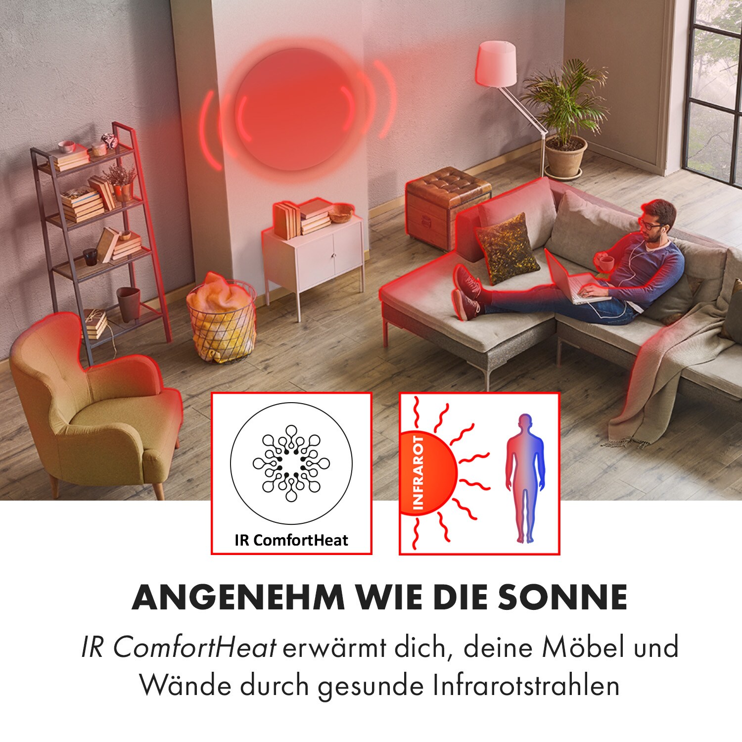Marvel Mirror Infrarotheizung 300W Wochentimer IP54 Spiegel rund