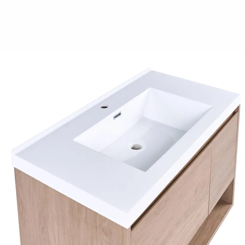 UMAYO - Wandgemonteerd meubel met wasbak - Lichtbruin - MDF