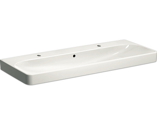 GEBERIT dubbele wastafel Smyle Square 120 cm wit met 2 kraangaten 500253011