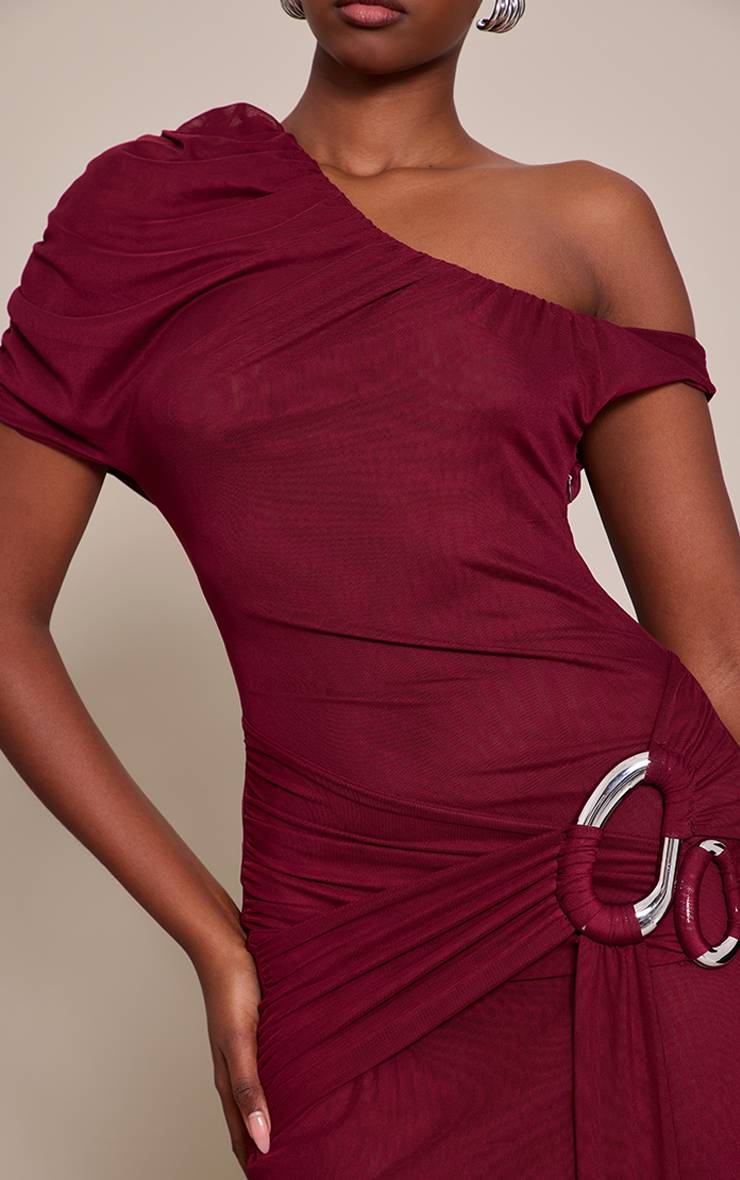 Prune Robe Longue Drapée Avec Détail De Garniture En Mousseline