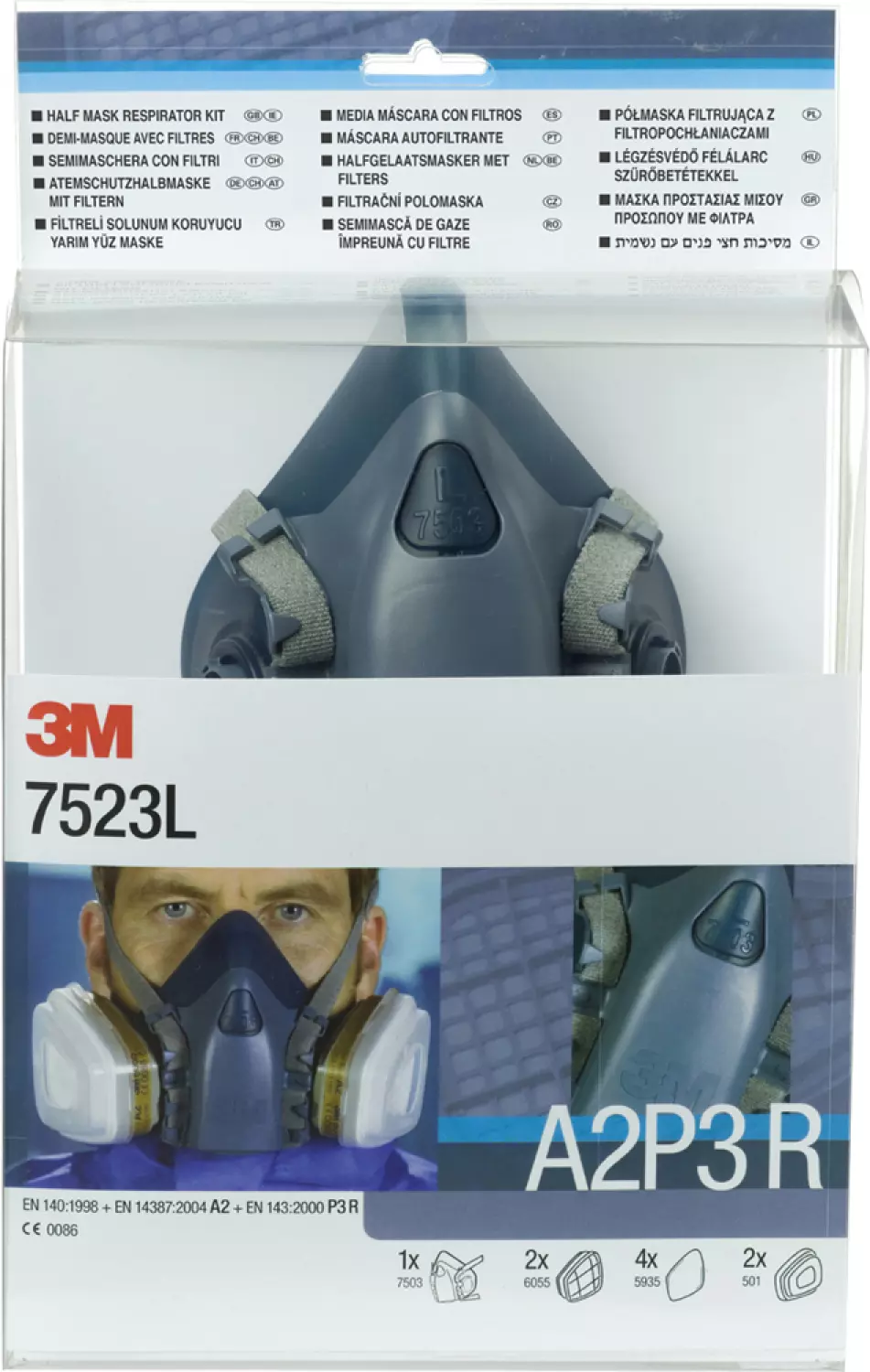 3M 7523L starterskit voor halfgelaatsmaskers met A2-P3 R filtercombinatie