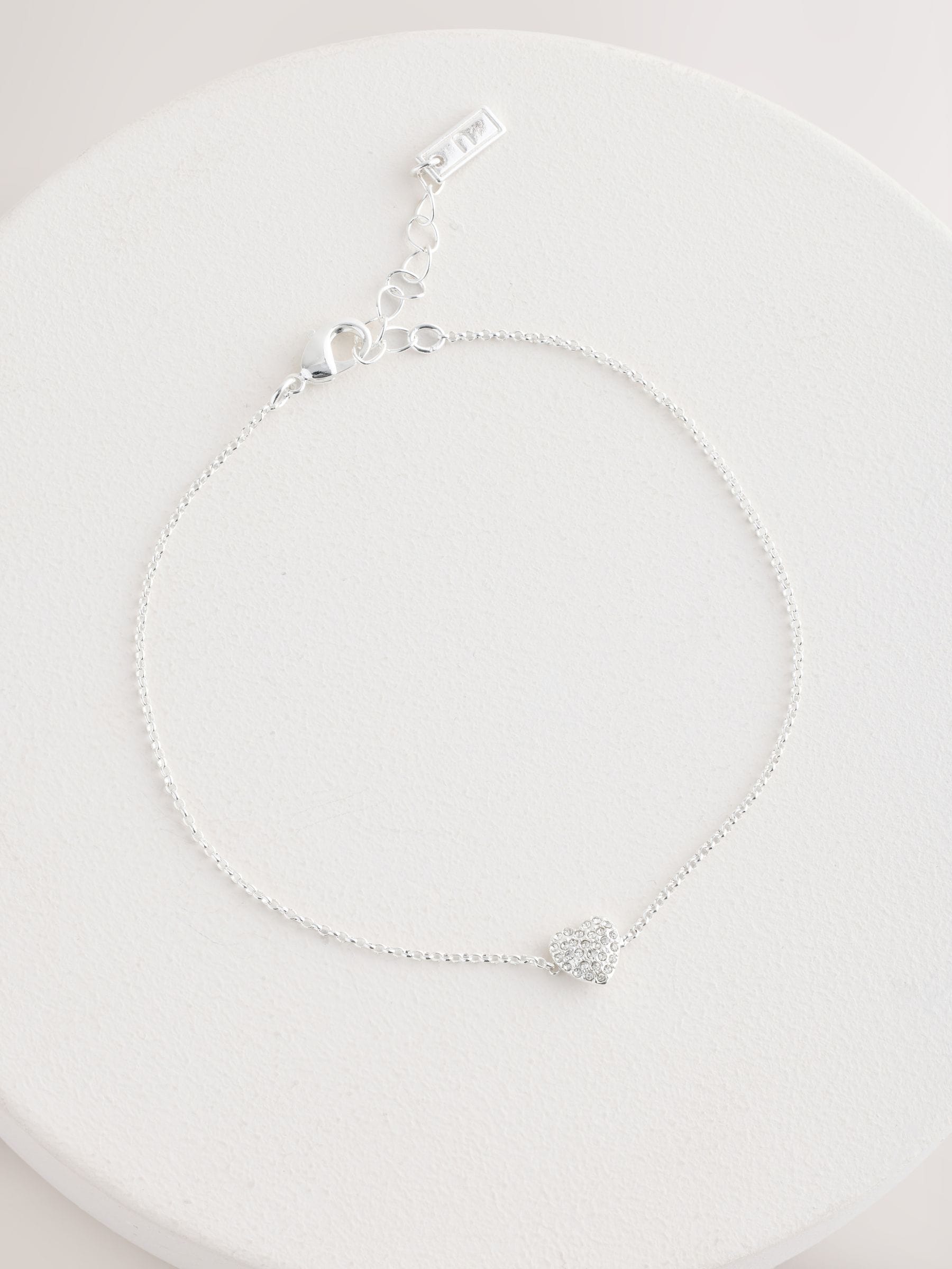 Zilverkleurig - Pave Heart Anklet
