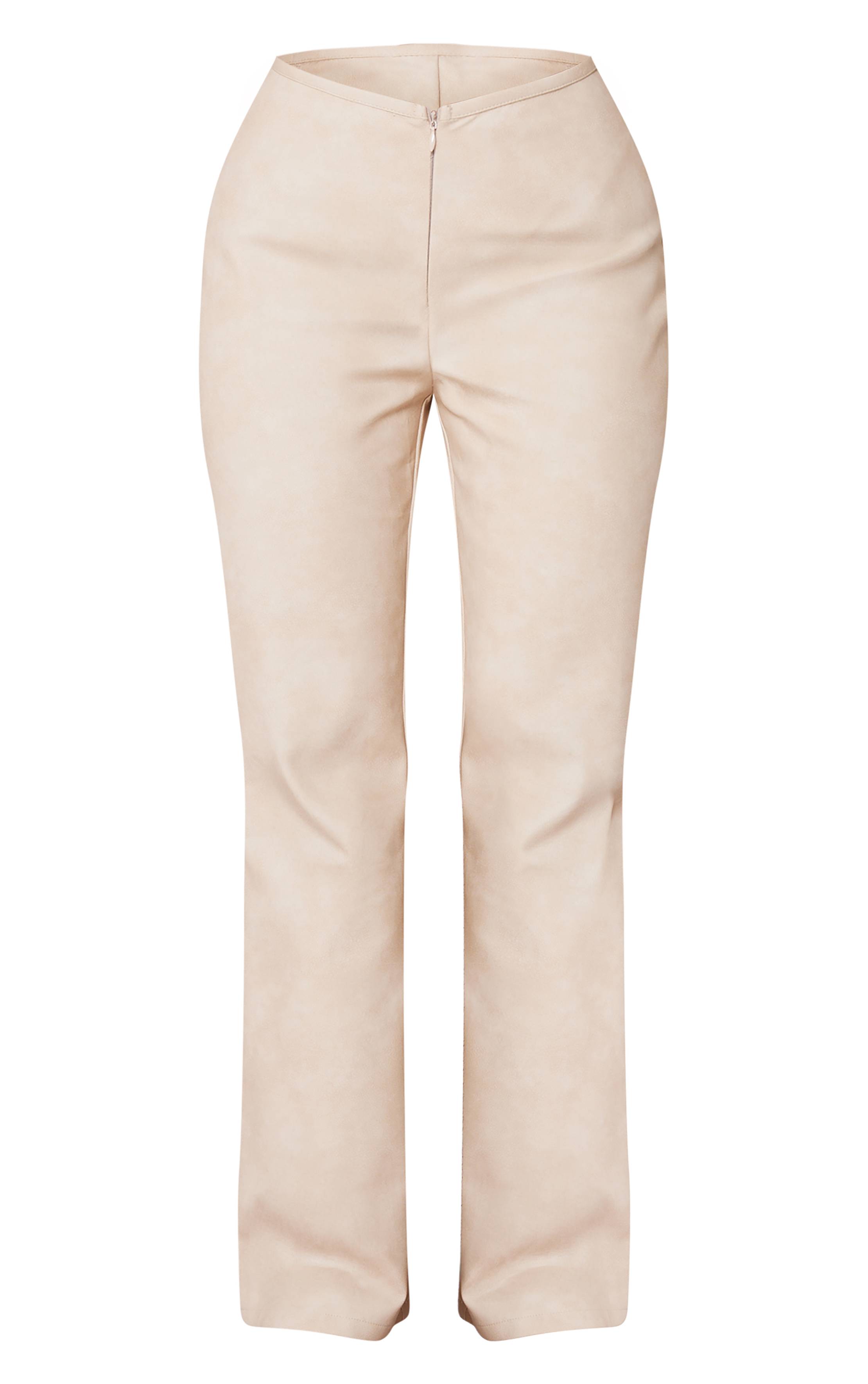 Gris Pierre Pantalon Évasé Petite En Synthétique Avec Fermeture Éclair Devant