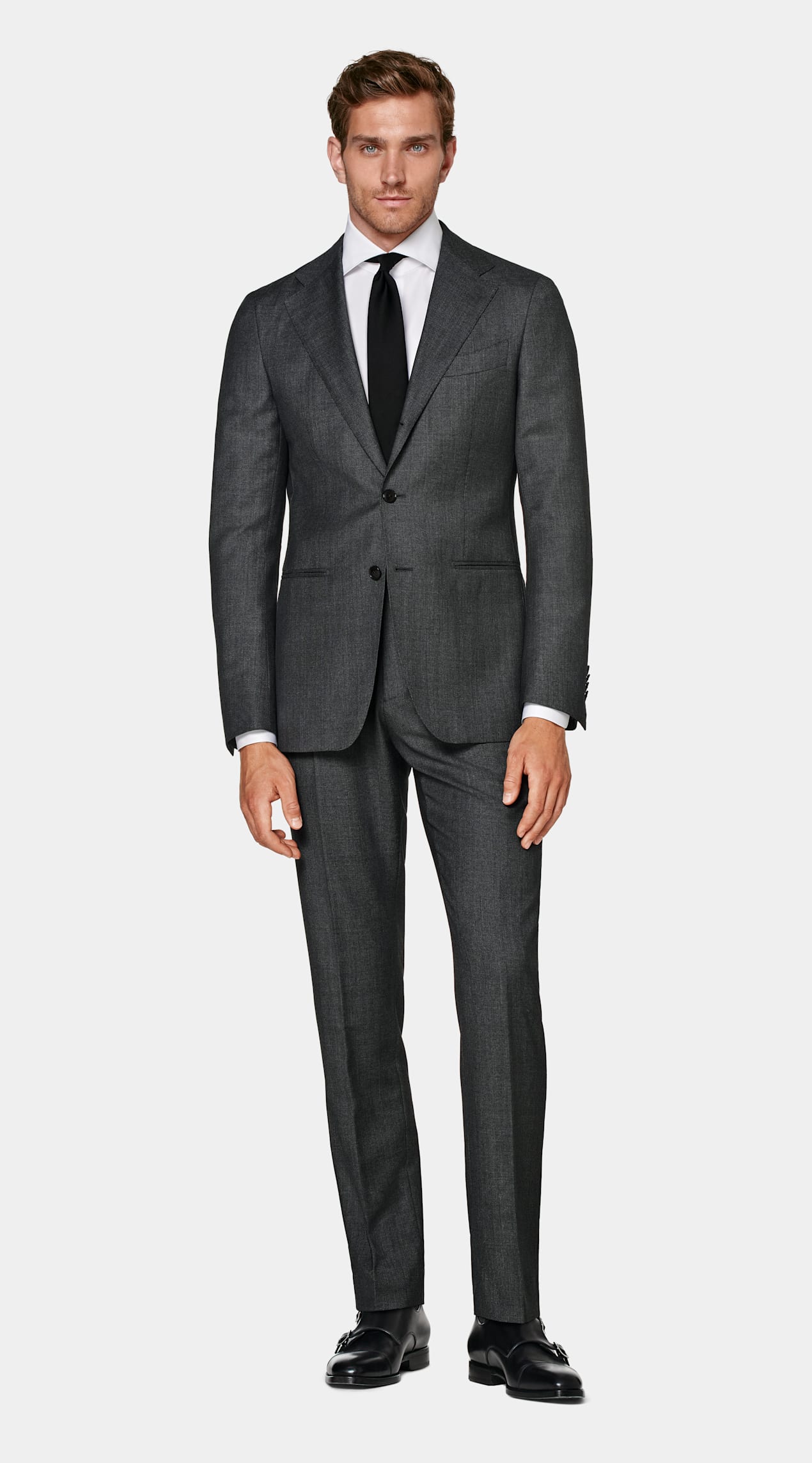 Veste de costume Havana coupe Tailored gris foncé œil-de-perdrix