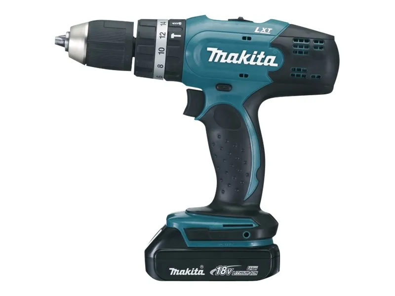 Makita DHP453RFE - Hammerbor/skruemaskine - ledningfri - 2-hastigheders - nøgleløs borepatron - 42 N·m - 2 batterier - 18 V