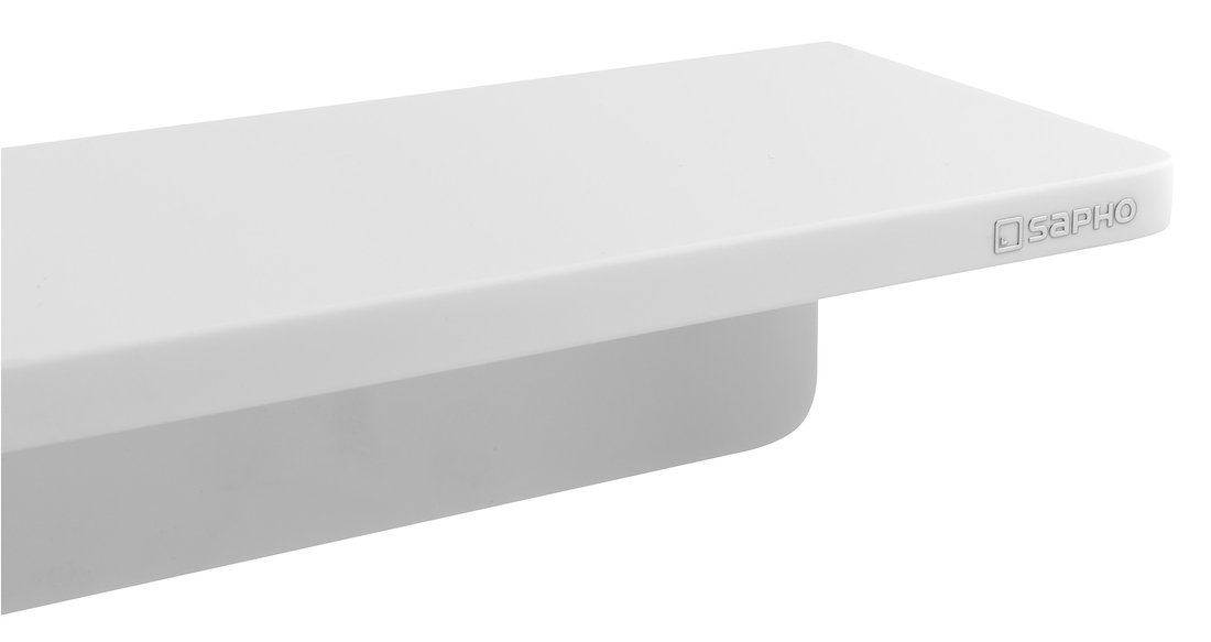 Sapho Abeline rockstone plank met glas en zwarte zeepdispenser 100cm wit