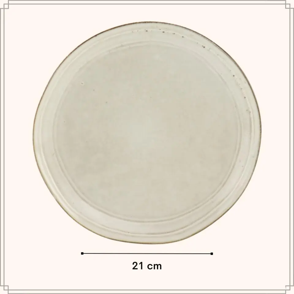 OTIX Dessert Ontbijt Bordenset 6 Persoons Beige 21cm Keramiek LILY