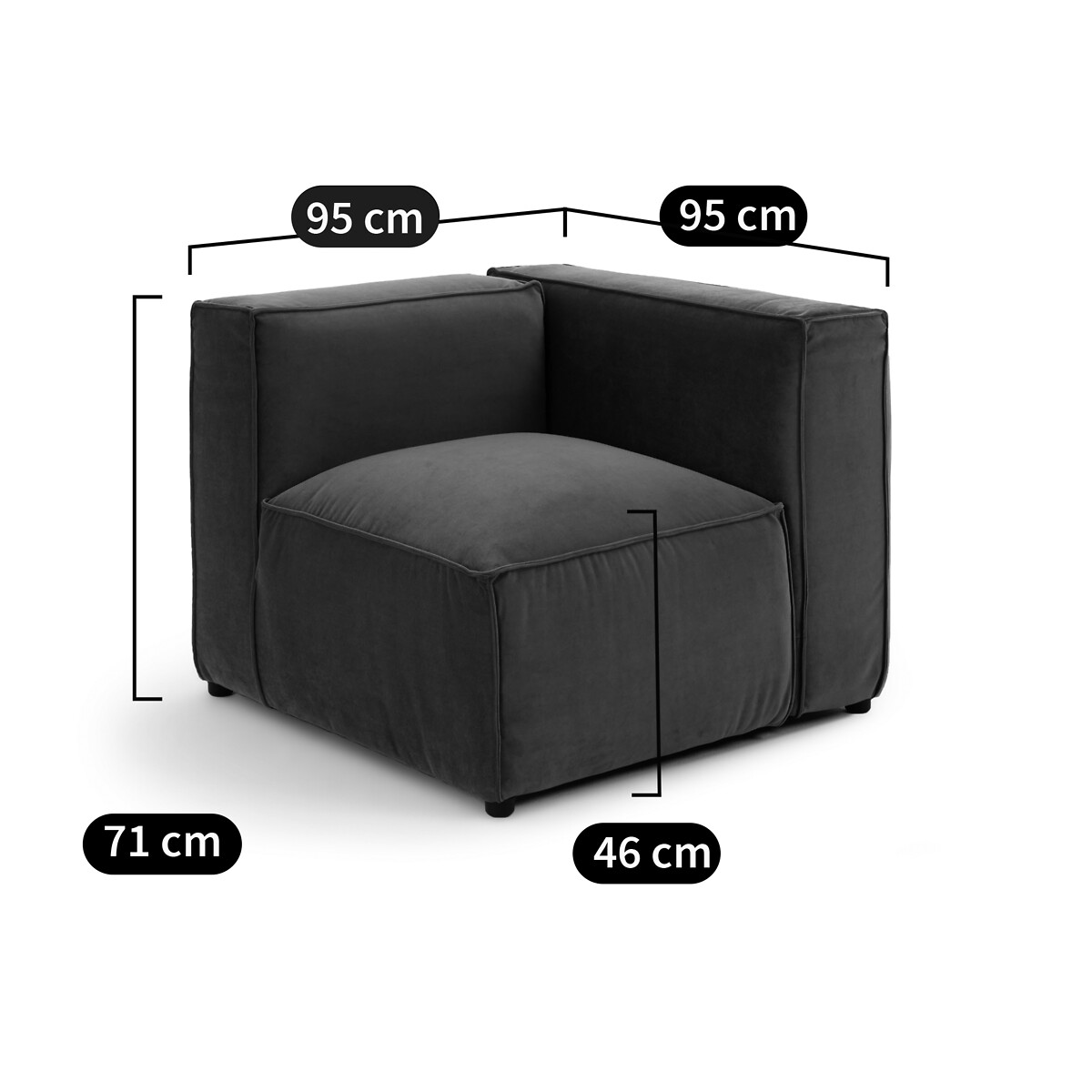 LA REDOUTE INTERIEURS<br>Sofá modular de canto em veludo texturizado, Seven
