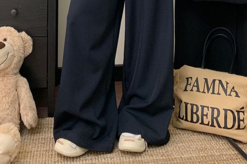 Chisan - Broek met hoge taille en geruit paneel en wijde pijpen