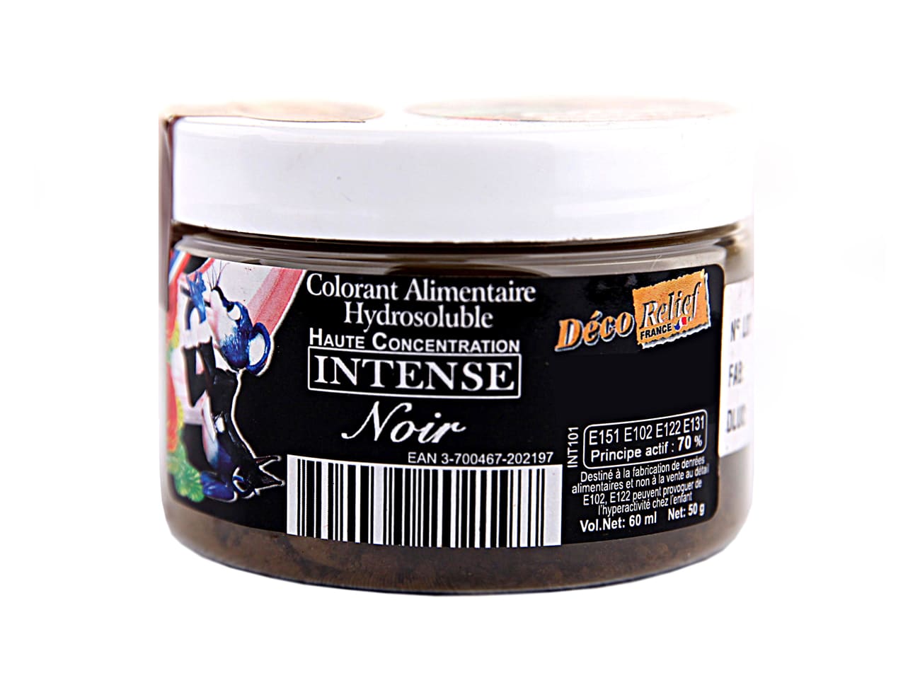 Colorant alimentaire noir - hydrosoluble - 50 g - Déco Relief