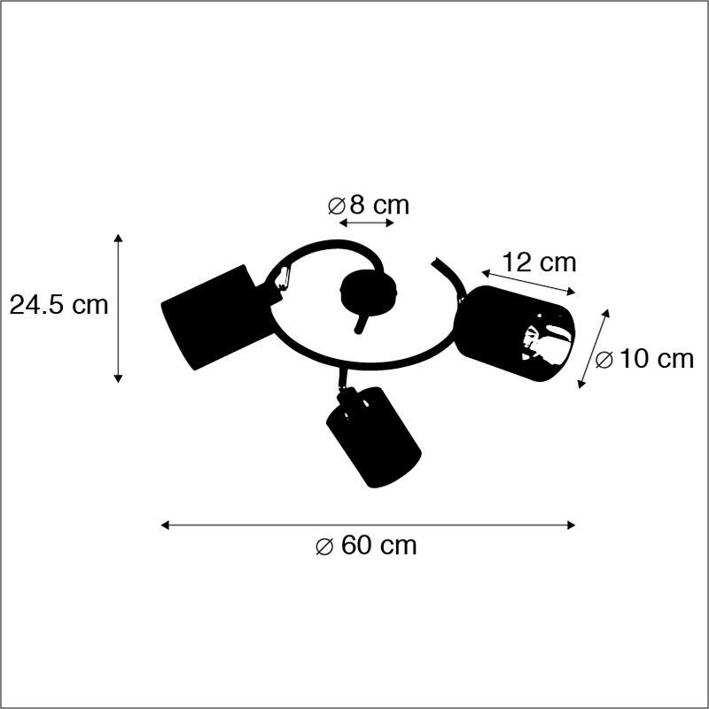 Moderne plafondlamp zwart 3-lichts - Lofty
