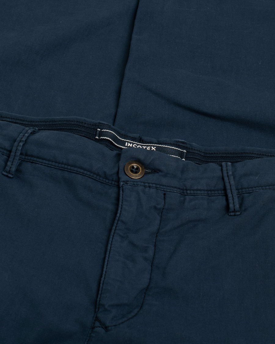 Incotex Slim Fit Garment Dyed Washed Slacks Navy W35