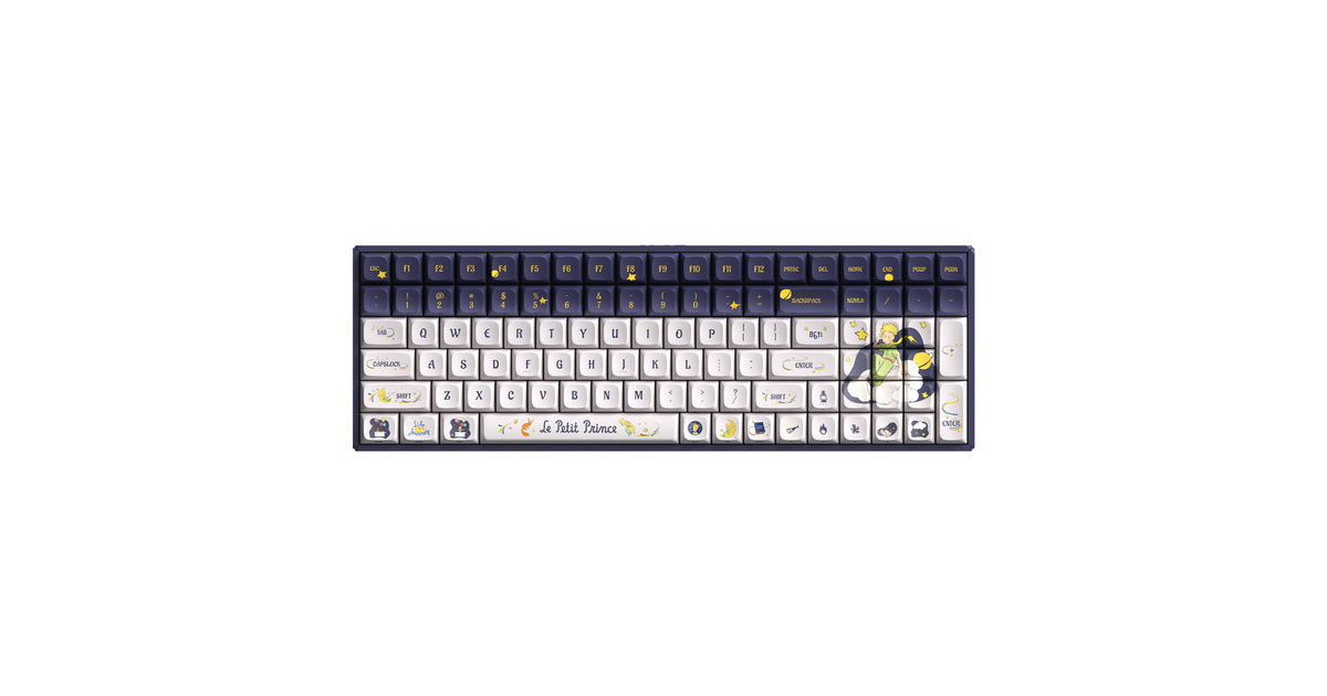 IqunixF97 Starry Tryst, gaming toetsenbord  (Donkerblauw/wit, US lay-out, Gateron Red, RGB leds, 96%, Hot-swappable, PBT, 2.4GHz | Bluetooth 5.1 | USB-C)